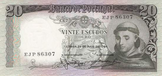 20 Escudos 26.5.1964 p.167a-2